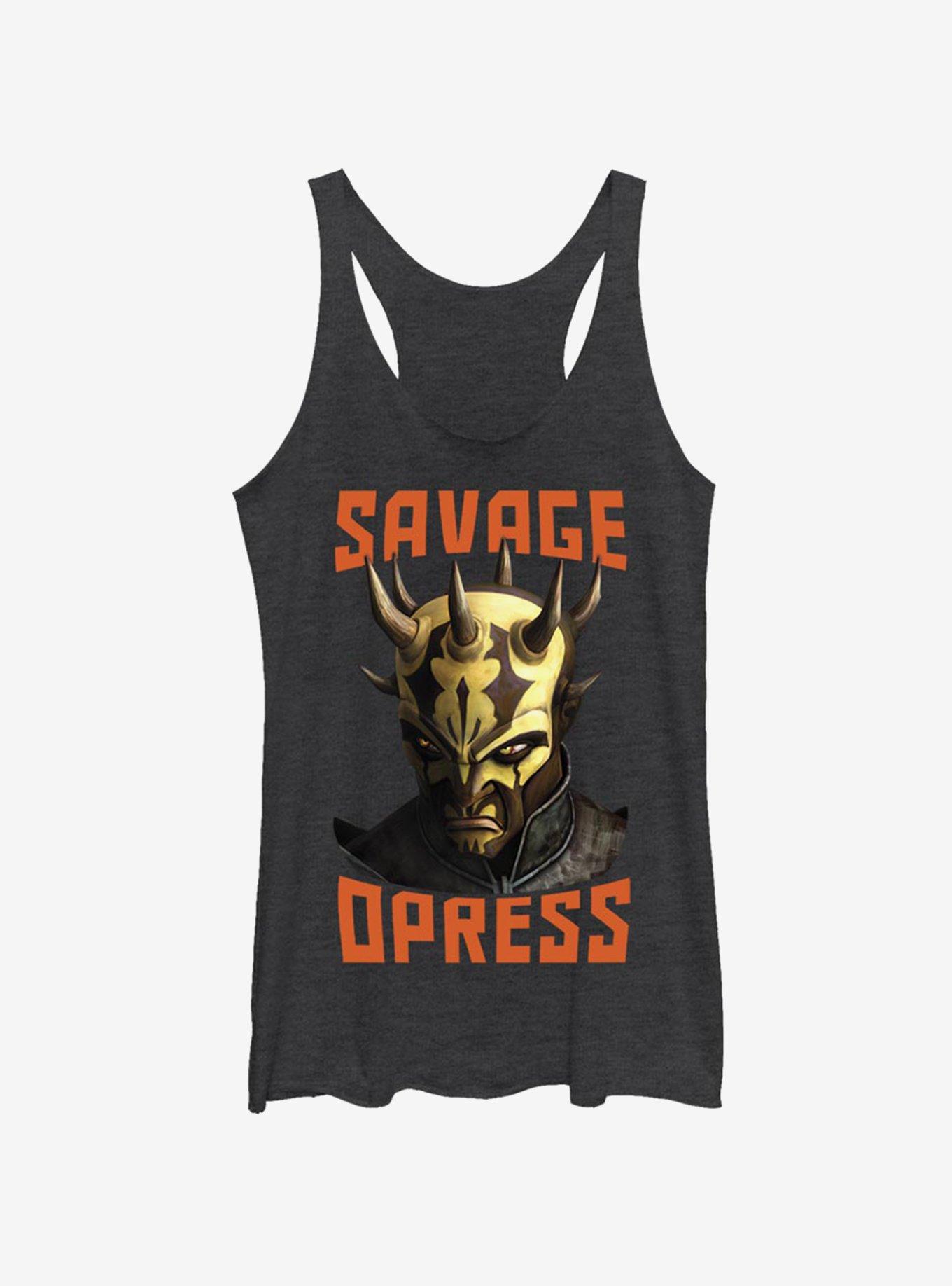 Star Wars: The Clone Wars Savage Opress Face Womens Tank Top, BLK HTR, hi-res