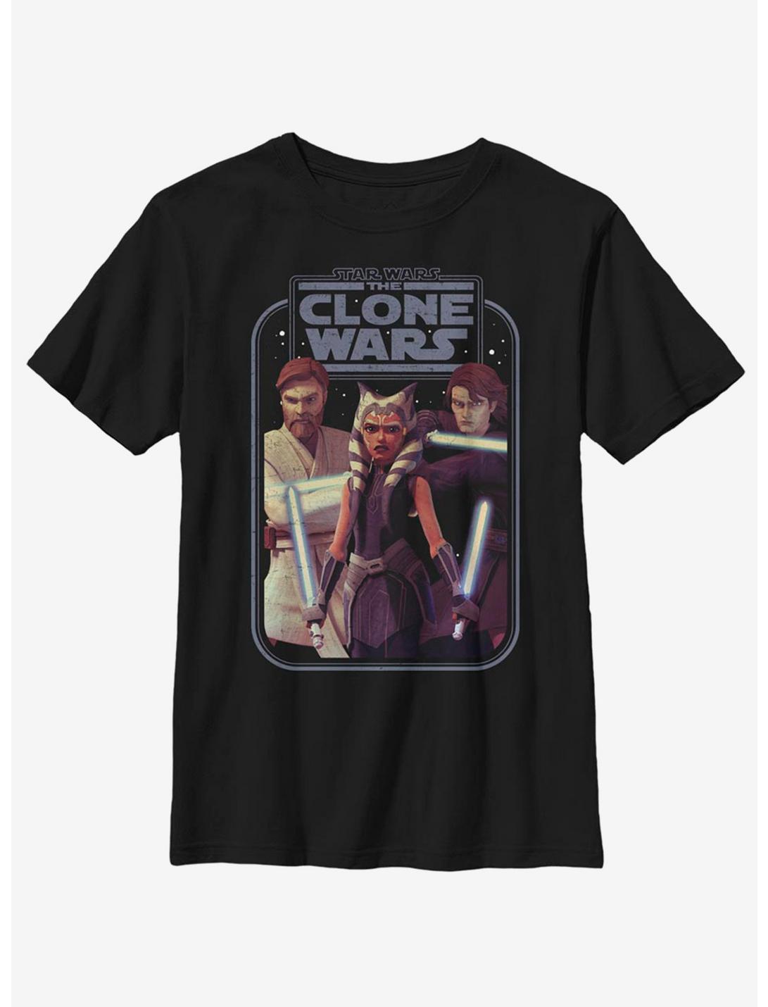 Star Wars: The Clone Wars Ahsoka Hero Group Shot Youth T-Shirt, BLACK, hi-res