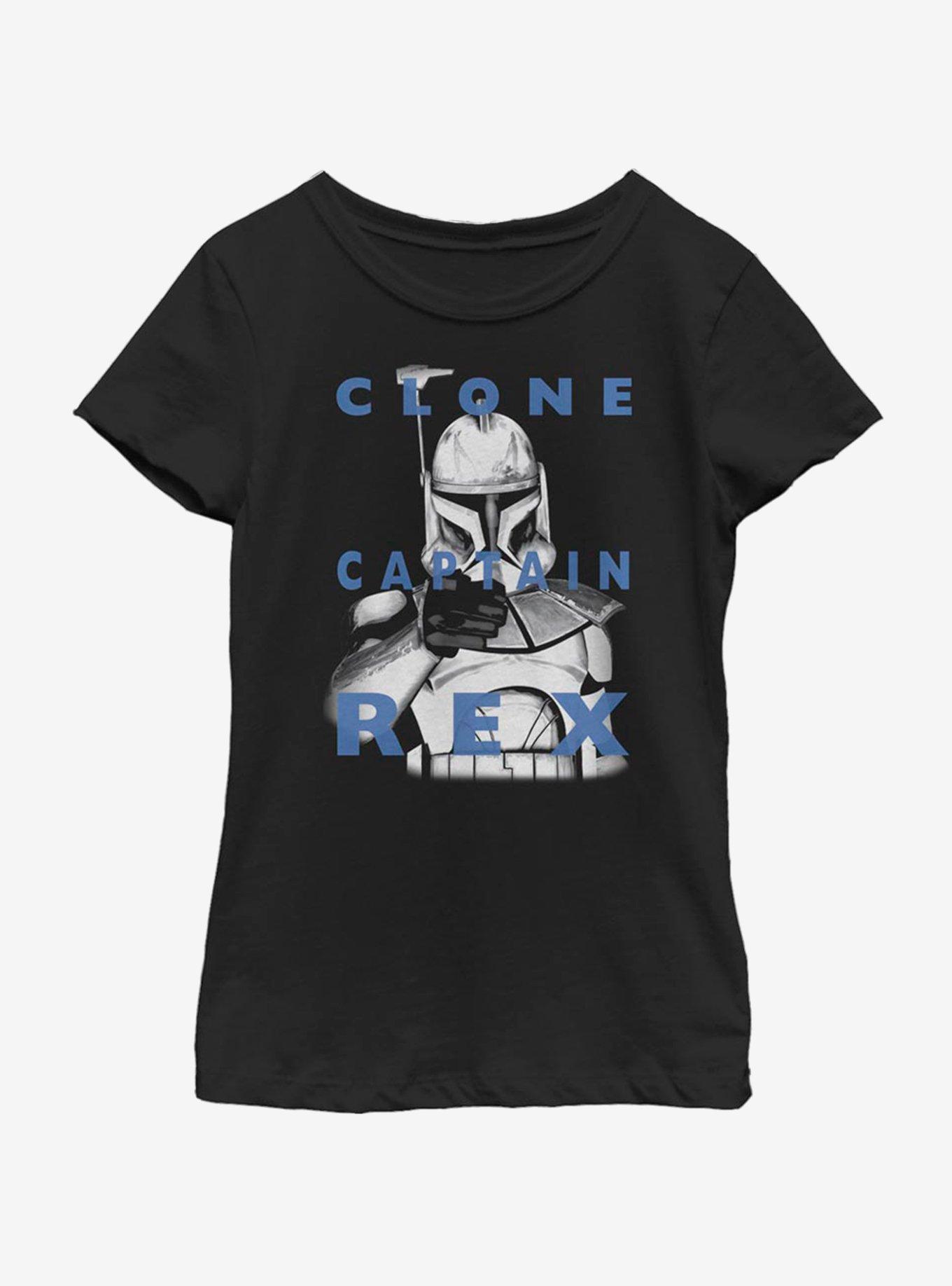 Star Wars: The Clone Wars Captain Rex Text Youth Girls T-Shirt, BLACK, hi-res