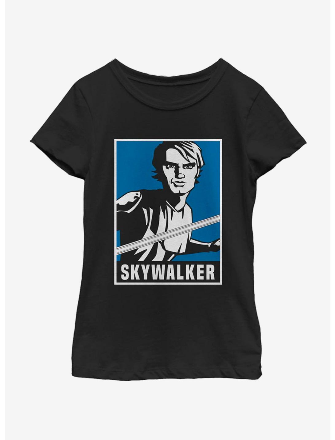Star Wars: The Clone Wars Skywalker Poster Youth Girls T-Shirt, BLACK, hi-res