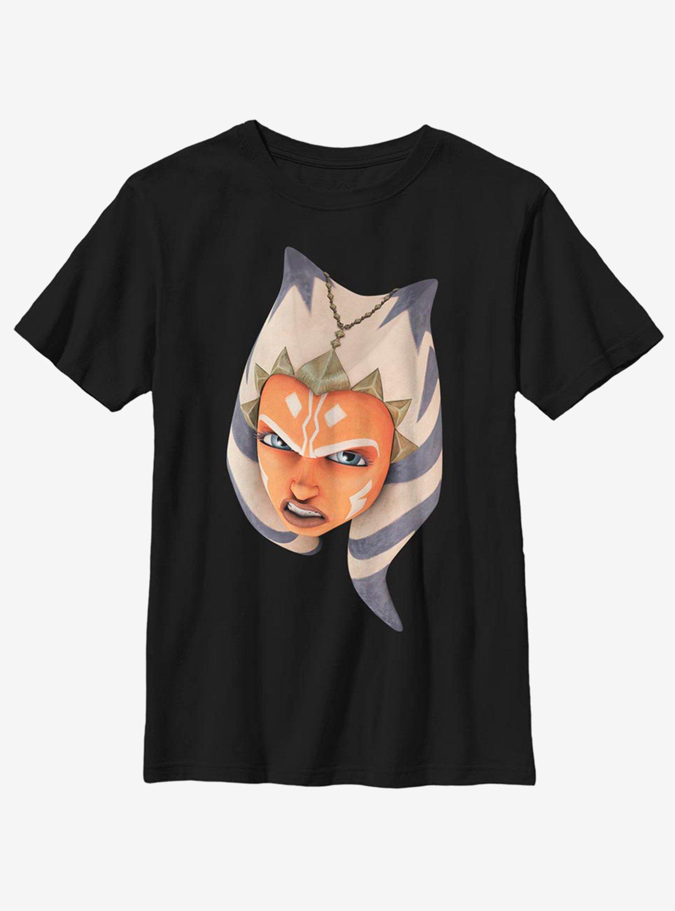 Star Wars: The Clone Wars Ahsoka Face Youth T-Shirt, BLACK, hi-res