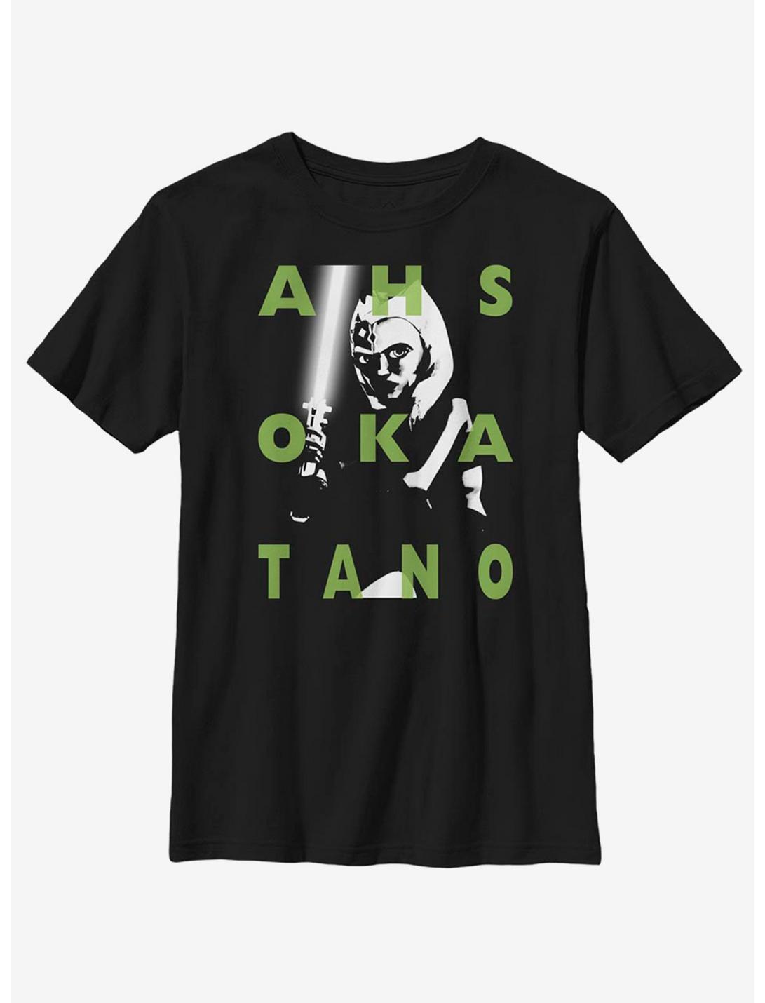 Star Wars: The Clone Wars Ahsoka Text Youth T-Shirt, BLACK, hi-res
