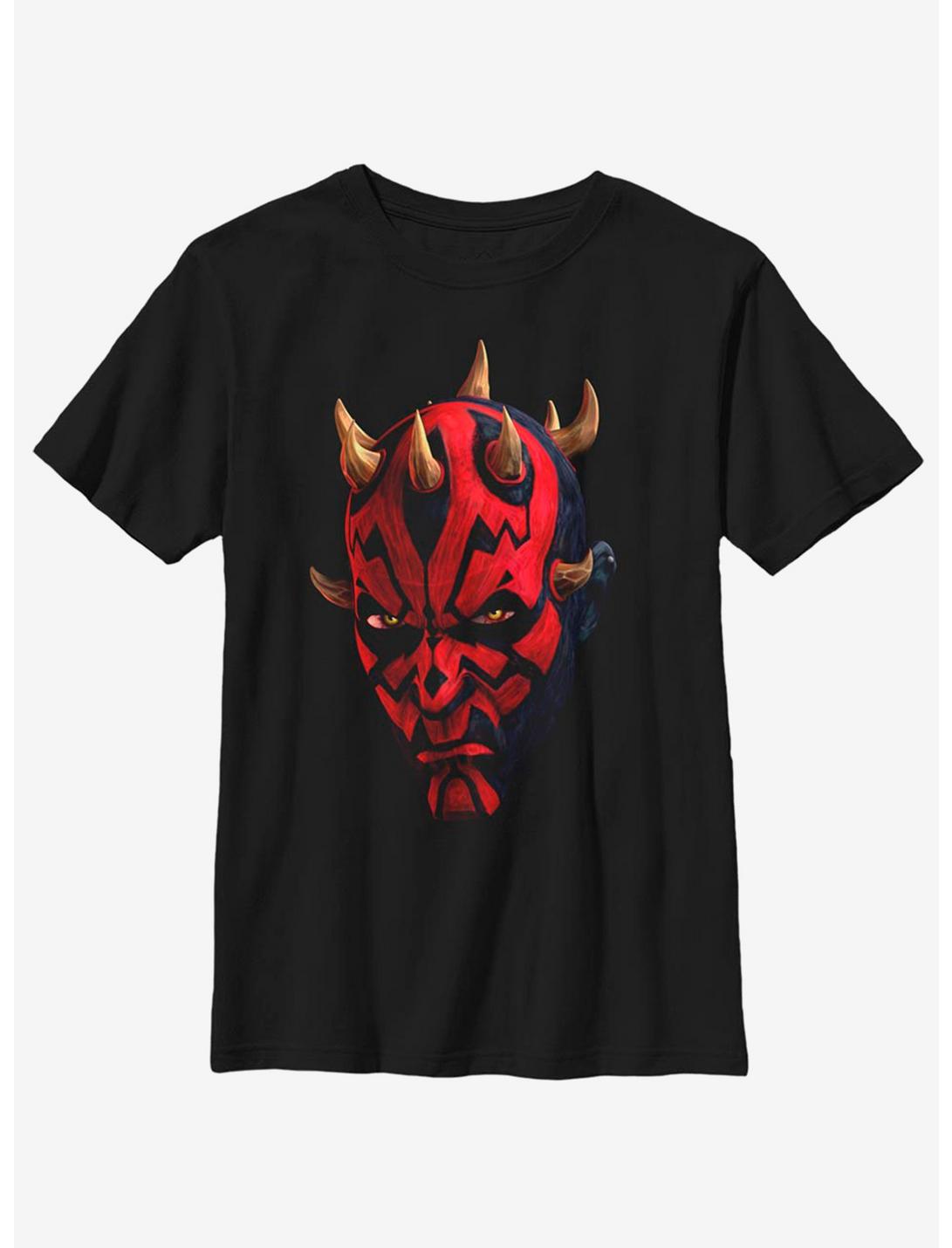 Plus Size Star Wars: The Clone Wars Maul Face Youth T-Shirt, BLACK, hi-res