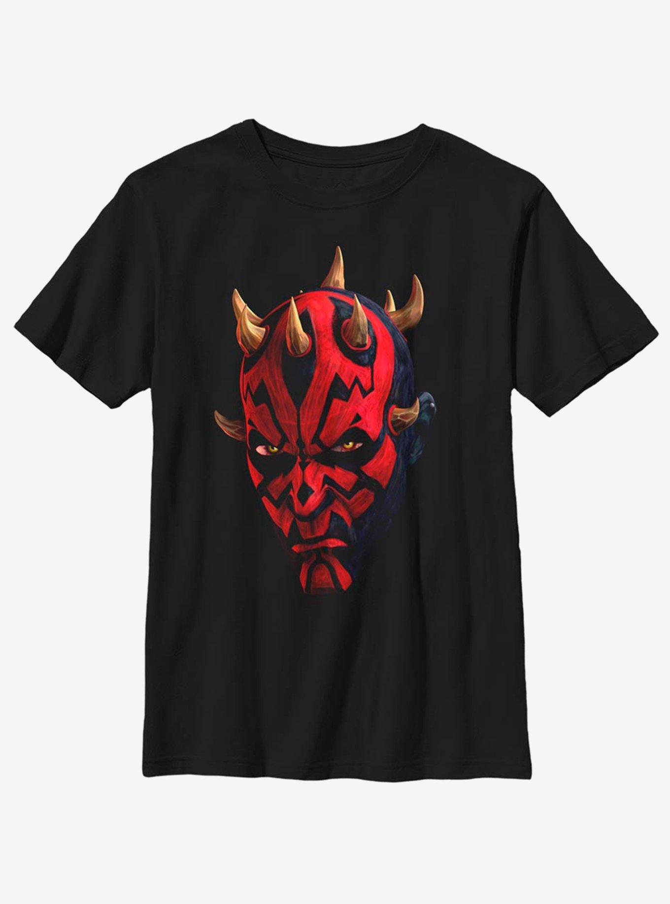 Star Wars: The Clone Wars Maul Face Youth T-Shirt, BLACK, hi-res