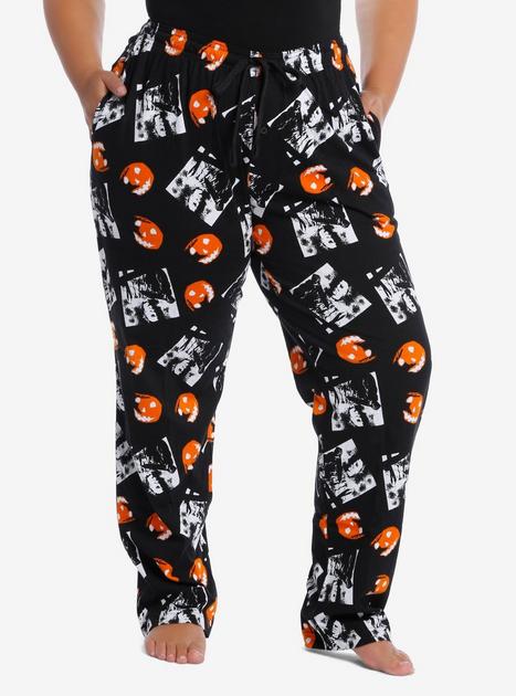 Orange Pumpkin Girls Fuzzy Pajama Pants Plus Size