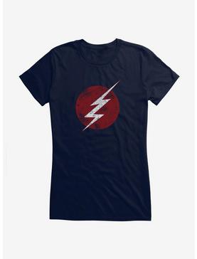 DC Comics The Flash Distressed Bolt Girls T-Shirt, NAVY, hi-res