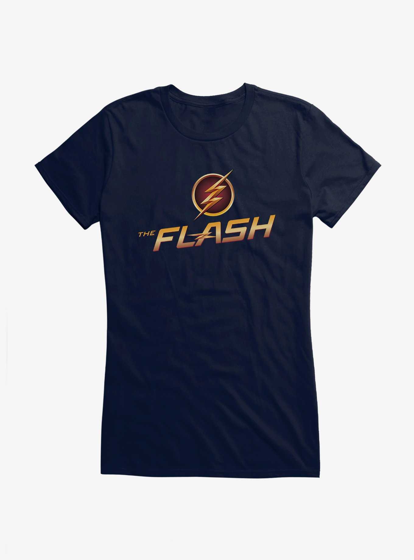 DC Comics The Flash Lightning Logo Girls T-Shirt, NAVY, hi-res