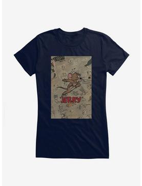 Tom And Jerry Jerry Mouse Sketch Girls T-Shirt, NAVY, hi-res