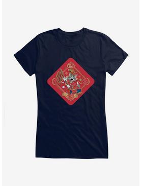 Tom And Jerry Chinese New Year Firecrackers Girls T-Shirt, NAVY, hi-res
