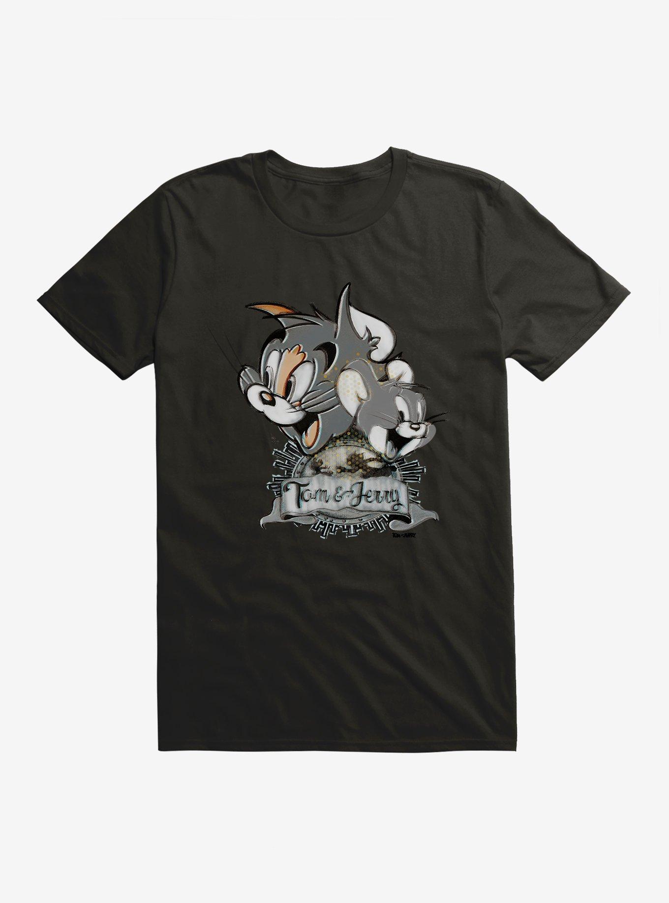 Tom And Jerry Vintage Banner T-Shirt, BLACK, hi-res