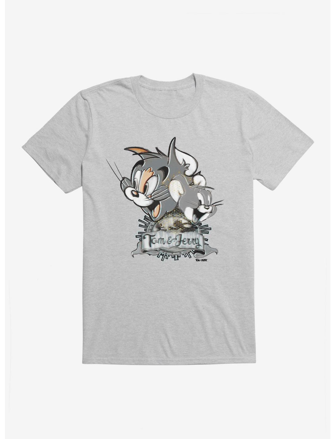Tom And Jerry Vintage Banner T-Shirt, HEATHER GREY, hi-res