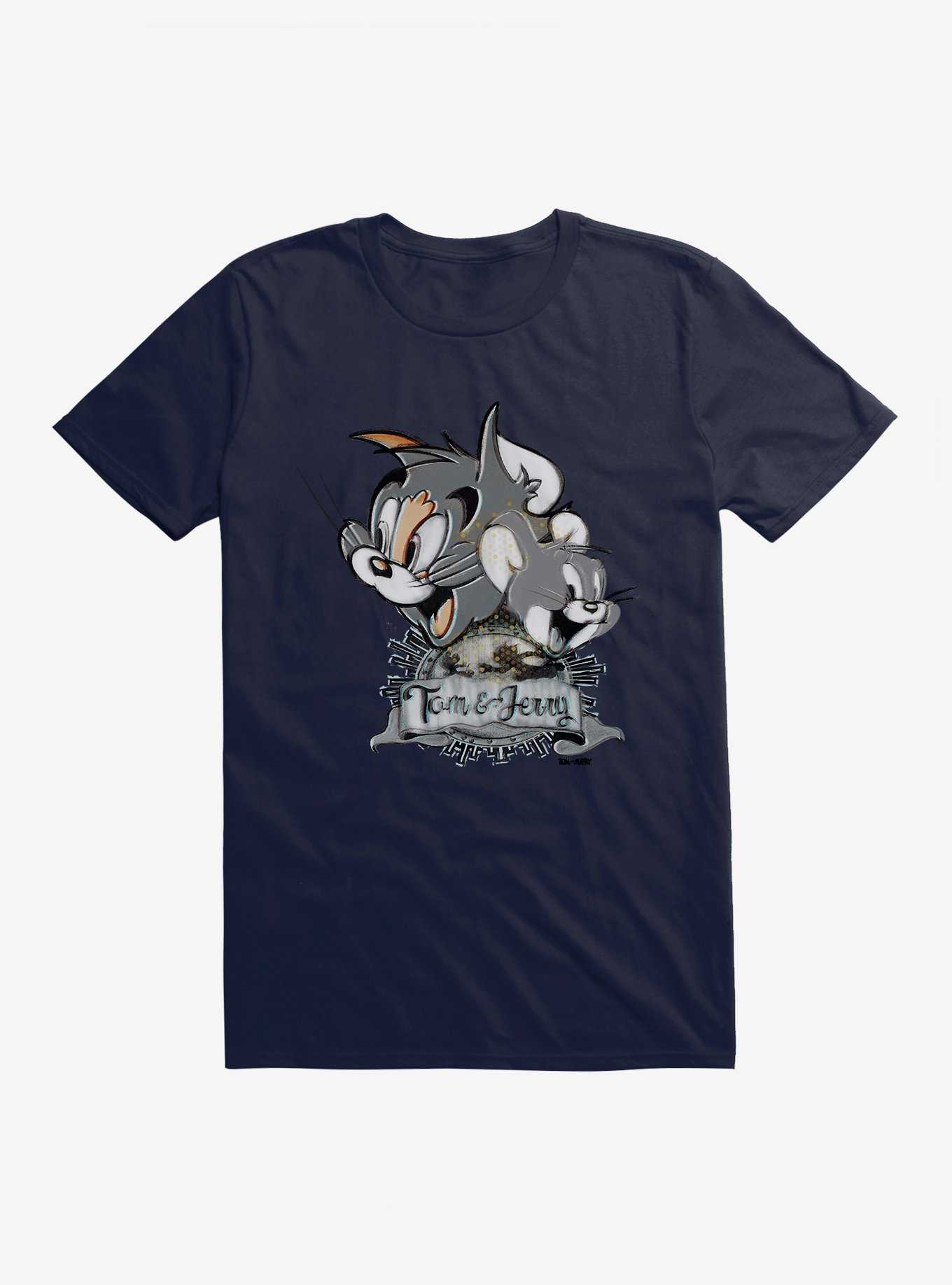 Tom And Jerry Vintage Banner T-Shirt, NAVY, hi-res