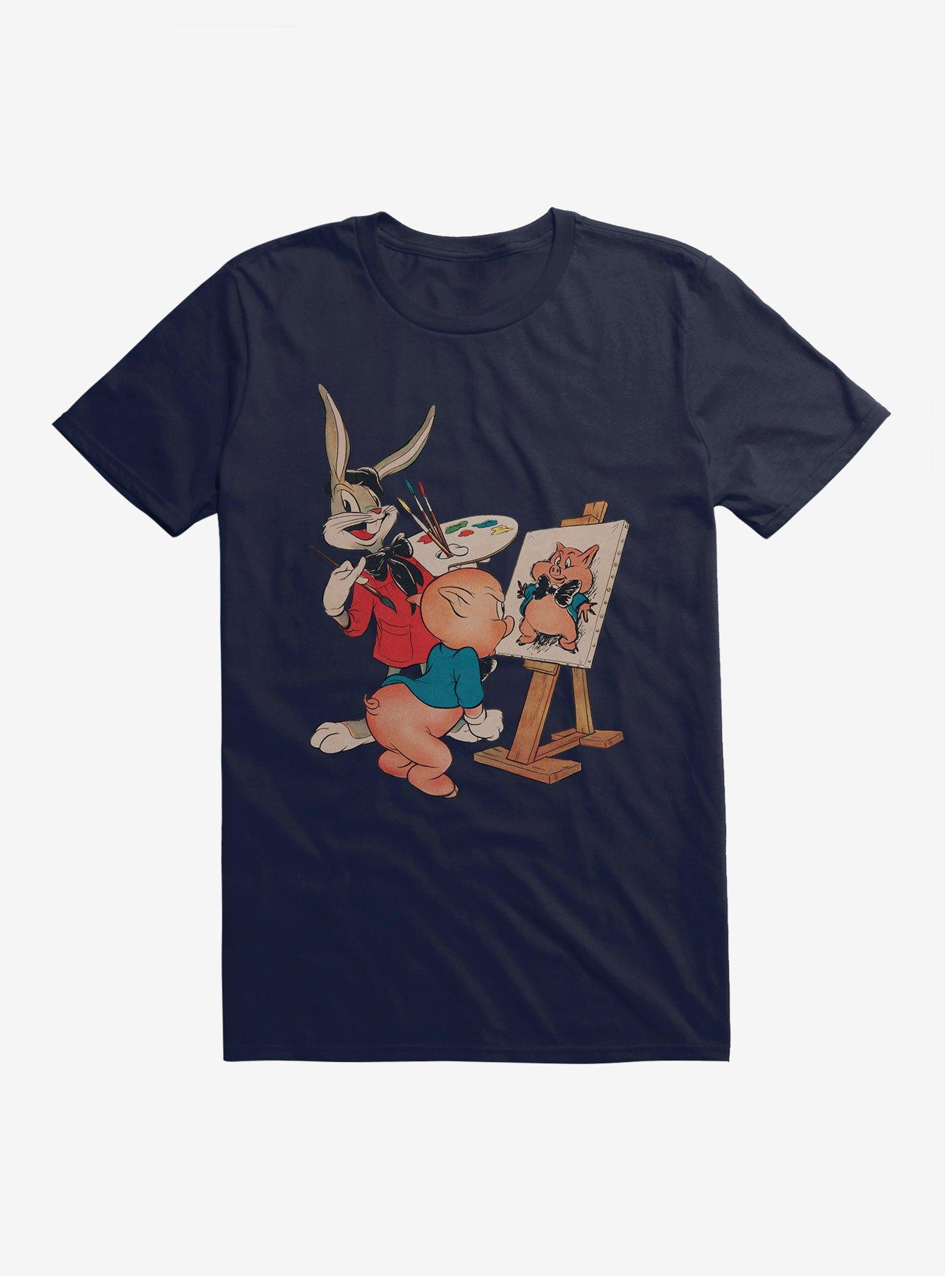 Looney Tunes Bugs Bunny And Porky Pig T-Shirt, NAVY, hi-res