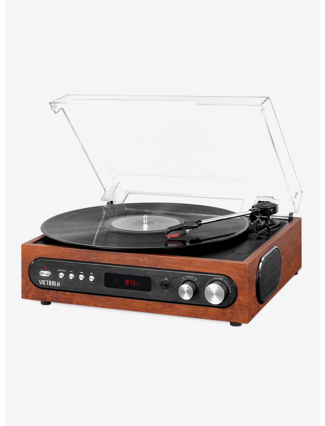 Victrola All-In-1 Bluetooth Record Player With Built In Speakers And 3-Speed Turntable - Mahogany, , hi-res