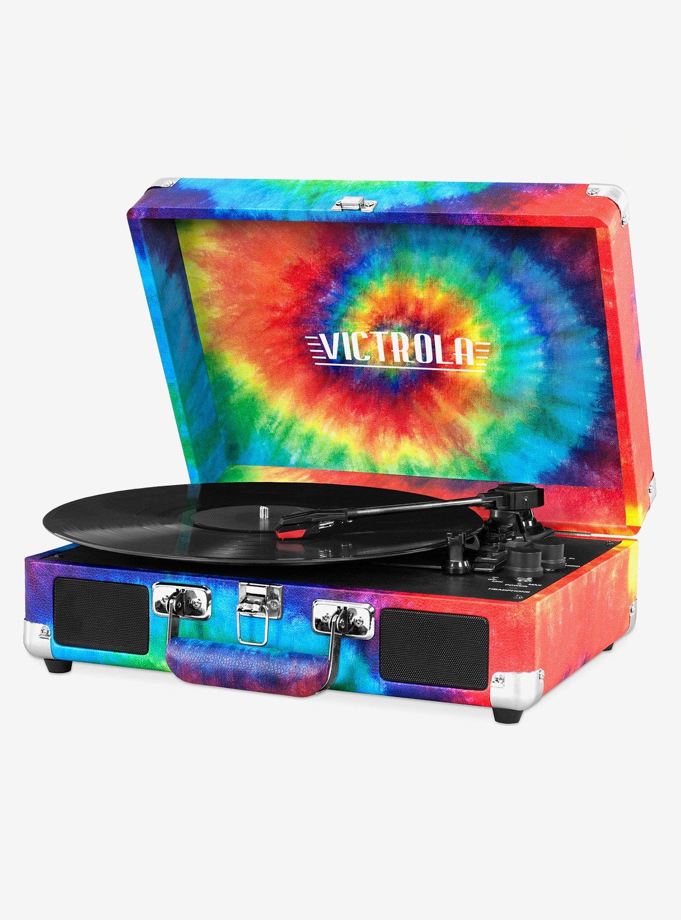 Victrola Portable Suitcase 3 Speed Record Player outlet and Bluetooth Speaker, Tie Dye