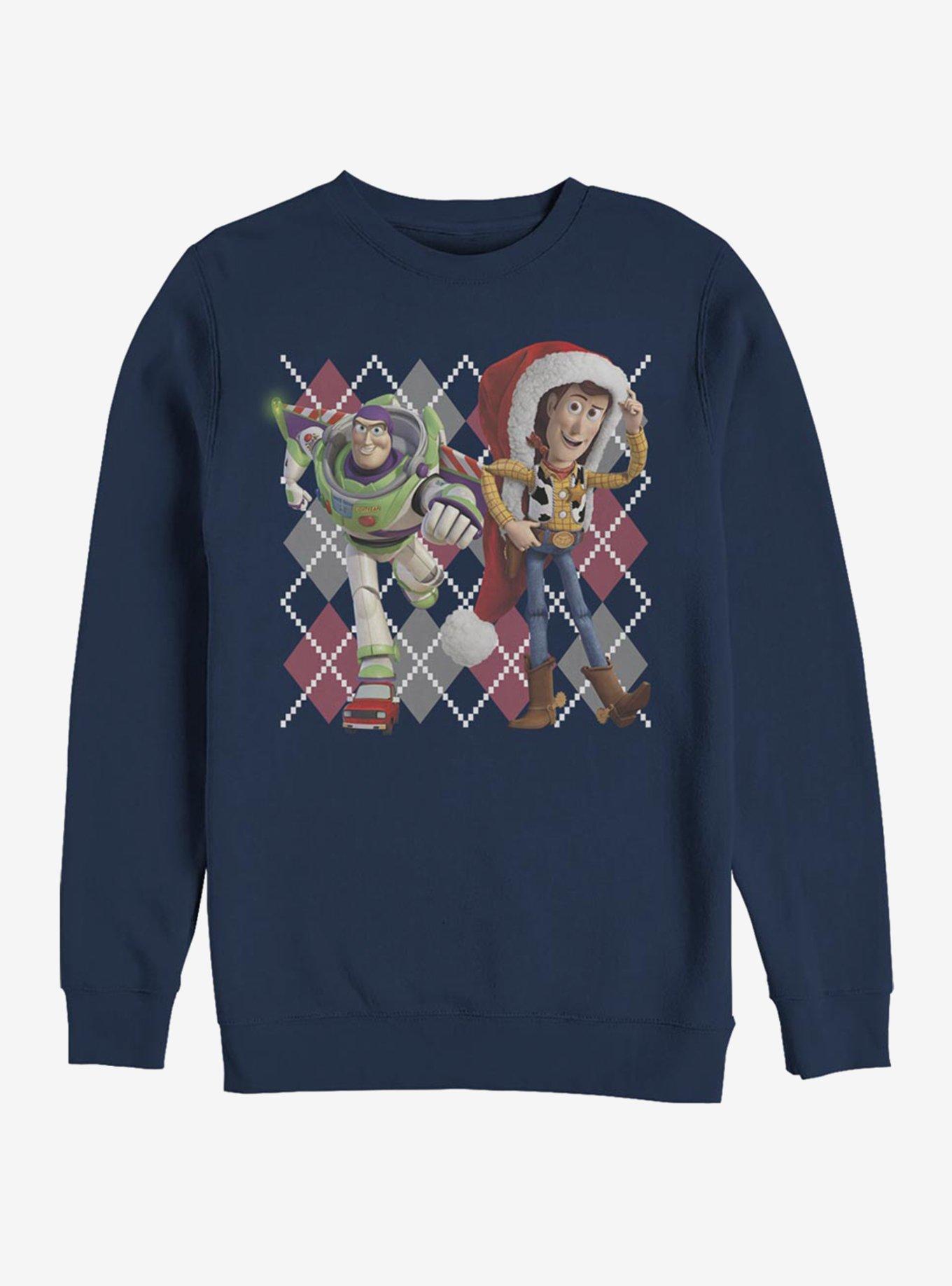 Disney Pixar Toy Story Argyle Christmas Crew Sweatshirt, NAVY, hi-res