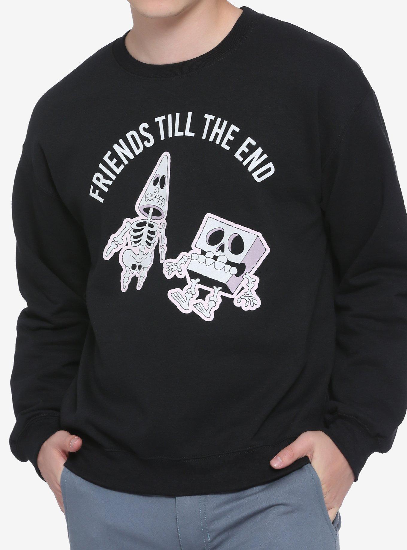 SpongeBob SquarePants Friends Till The End Skeletons Sweatshirt, BLACK, hi-res