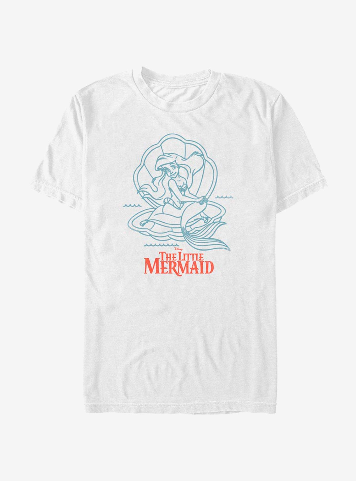 Disney Little Mermaid Ariel Linework T-Shirt, WHITE, hi-res