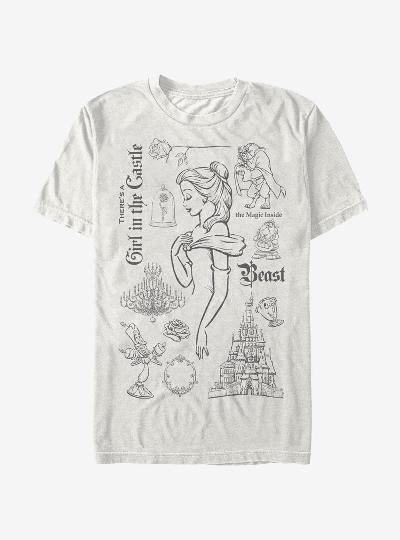 Hot Topic Disney Beauty and the Beast Castle Badge Girls T-Shirt