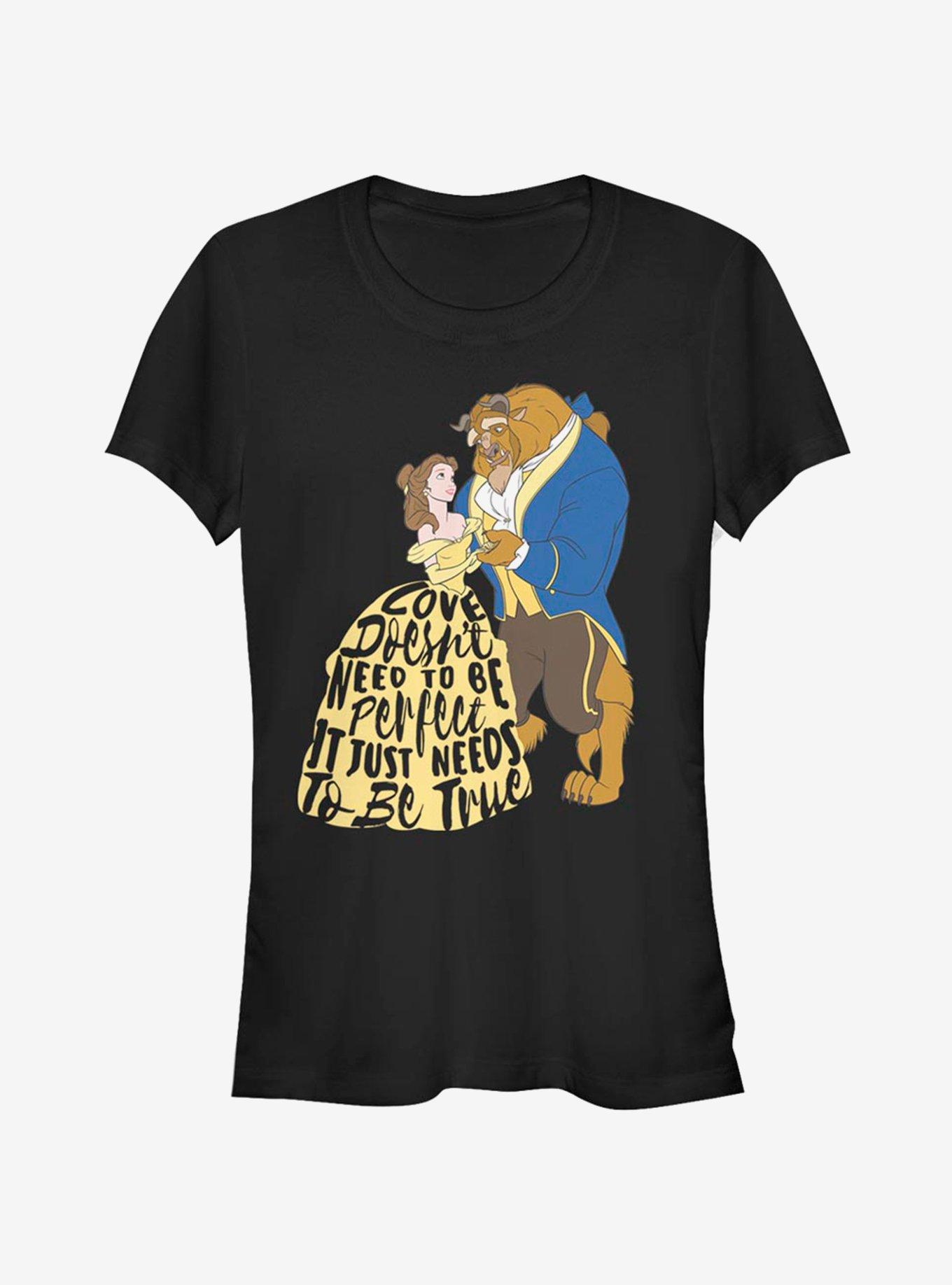 Disney Beauty and The Beast Colorful Love Girls T-Shirt, BLACK, hi-res