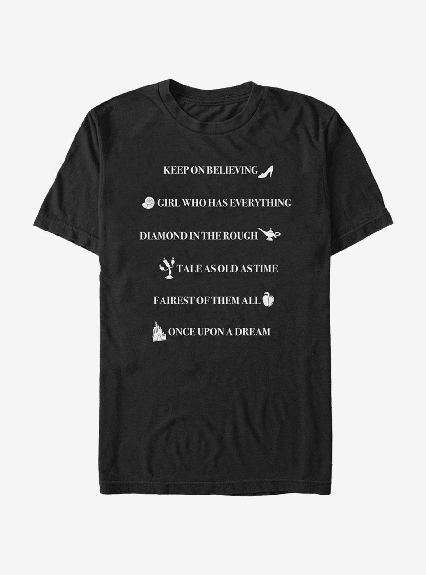 Disney Princesses Royal Quotes T-Shirt, BLACK, hi-res