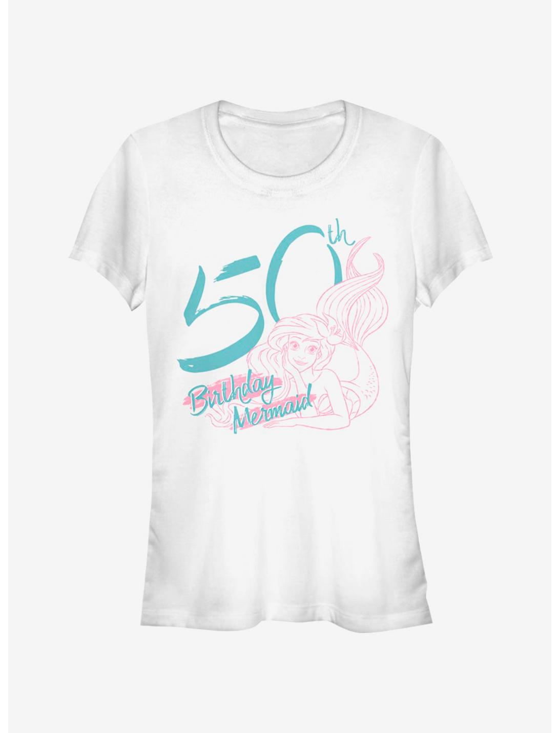 Disney The Little Mermaid Fifty Birthday Mermaid Girls T-Shirt, WHITE, hi-res