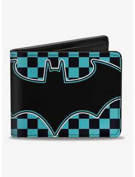 DC Comics Batman Teal And Black Bat Logo Close Up Bi-fold Wallet, , hi-res