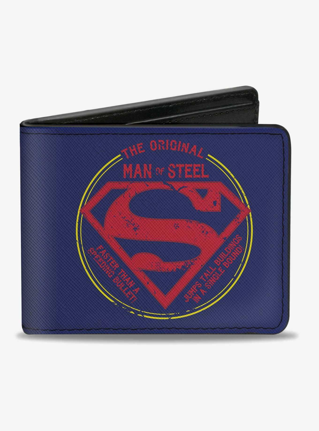 DC Comics Superman The Original Man Of Steel Badge Blue Bi-fold Wallet, , hi-res