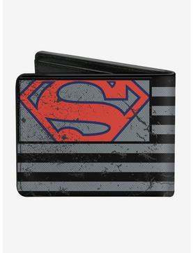 DC Comics Superman Shield Americana Weathered Gray Black Blue Red Bi-fold Wallet, , hi-res