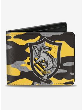 Harry Potter Hufflepuff Crest Camo Yellow Bi-fold Wallet, , hi-res