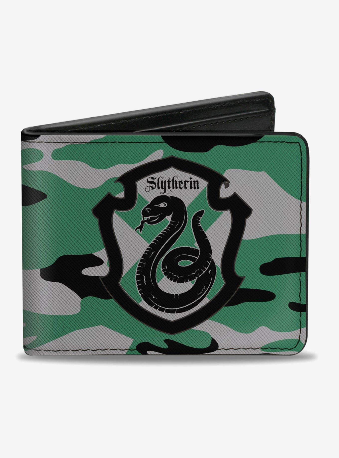 Harry Potter Slytherin Crest Camo Green Bi-fold Wallet, , hi-res