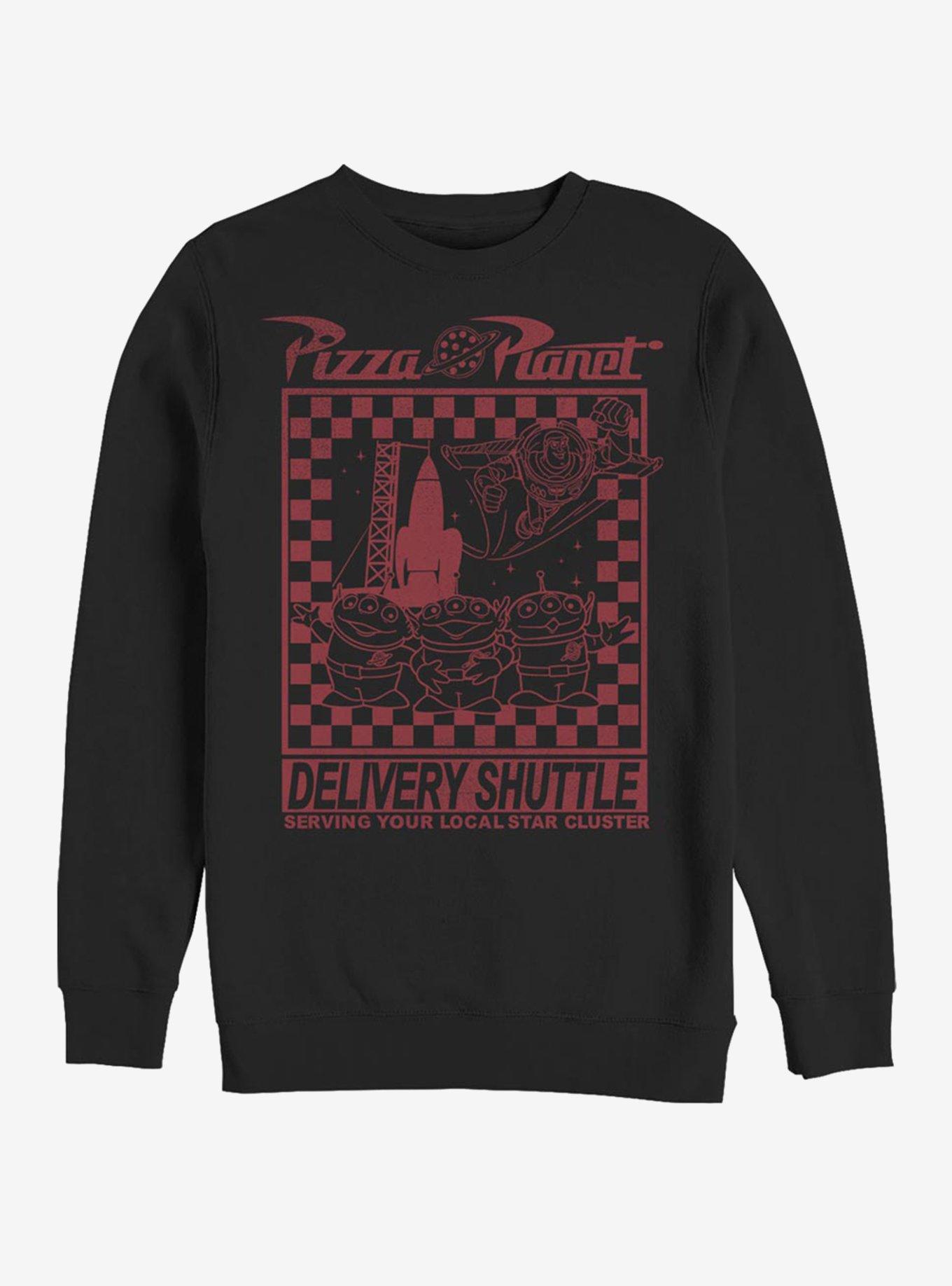 Disney Pixar Toy Story Pizza Planet Delivery Crew Sweatshirt, BLACK, hi-res