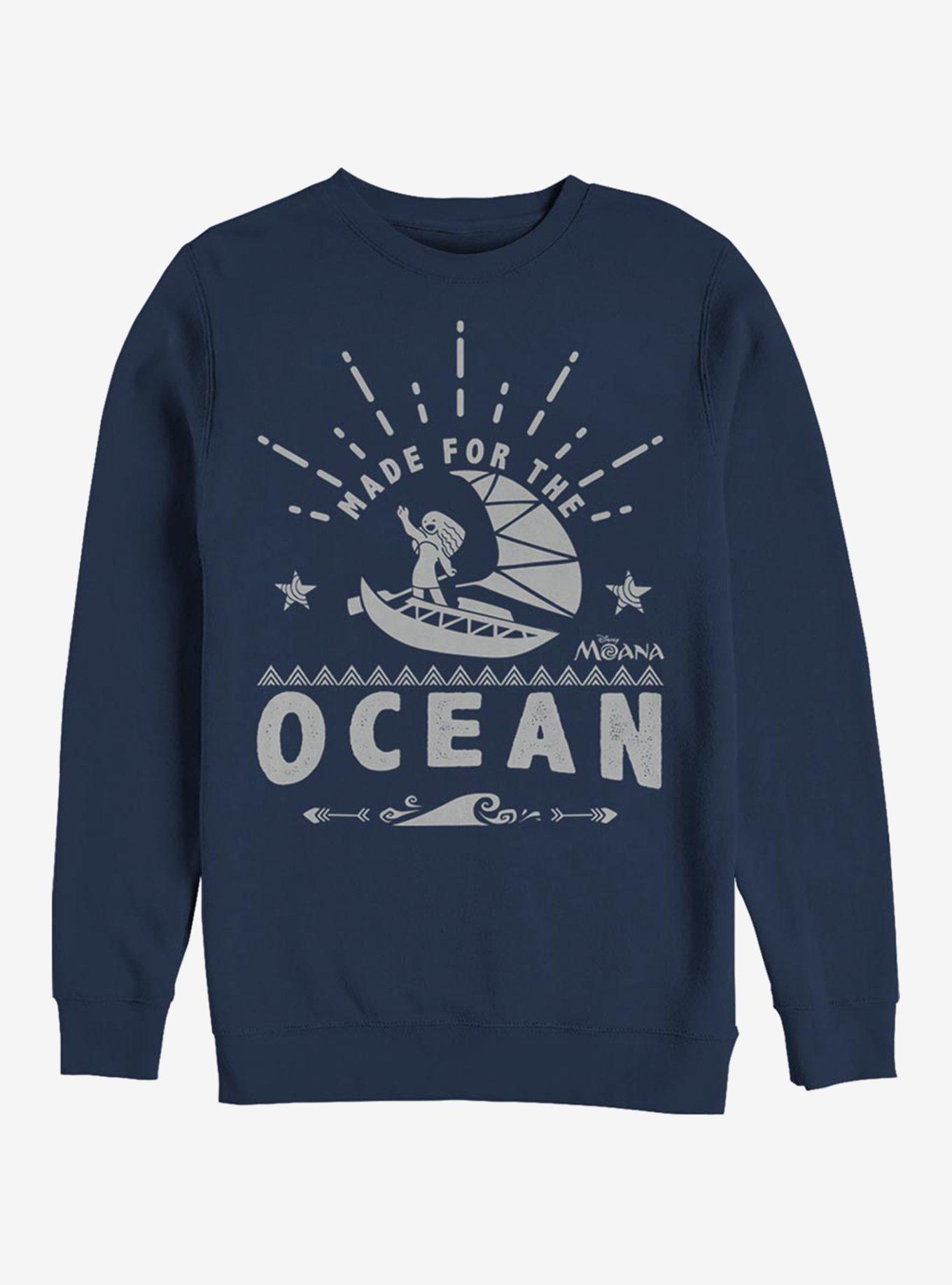 Disney Moana Made For The Ocean Crew Sweatshirt, NAVY, hi-res