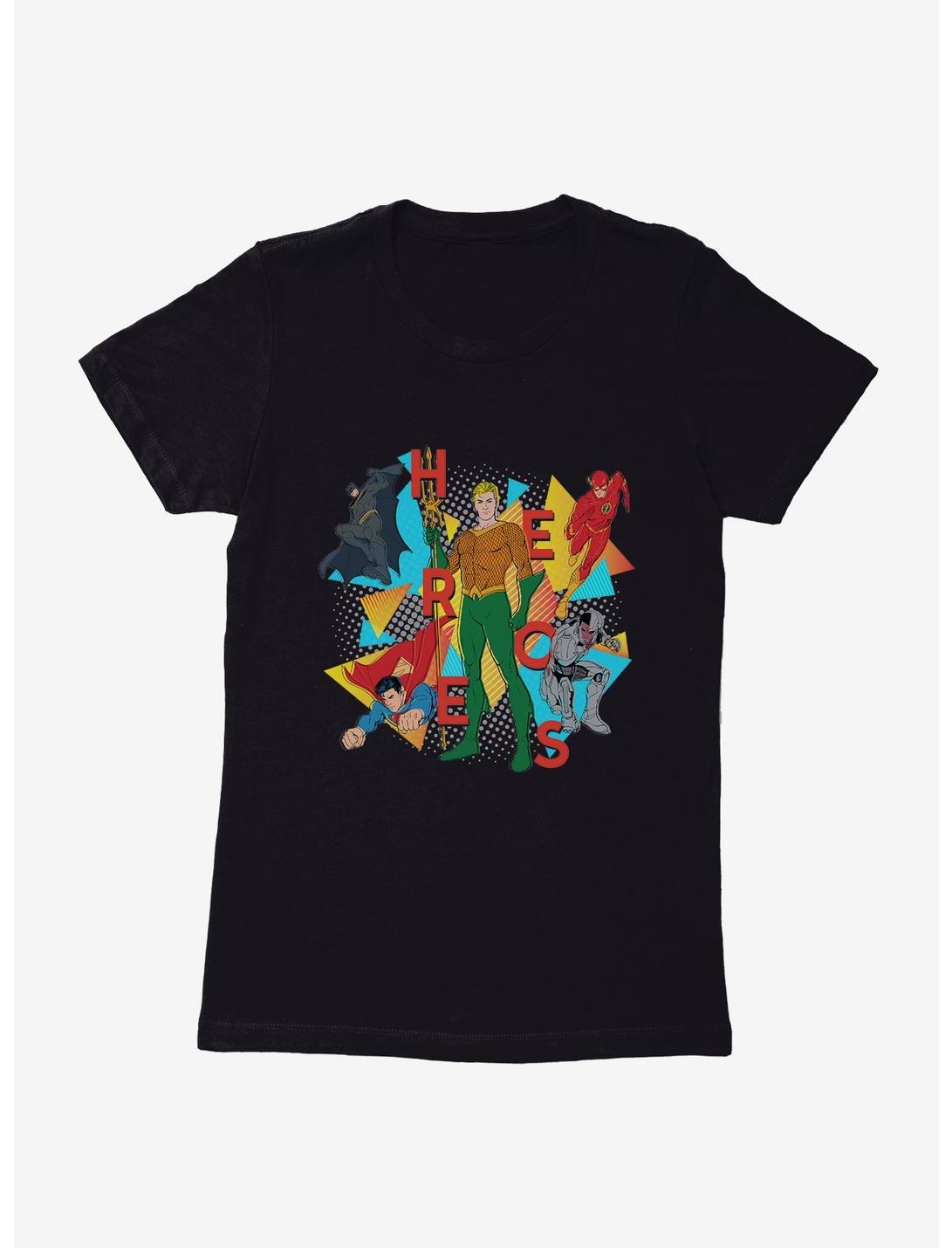 DC Comics Justice League Heroes Group Womens T-Shirt, BLACK, hi-res