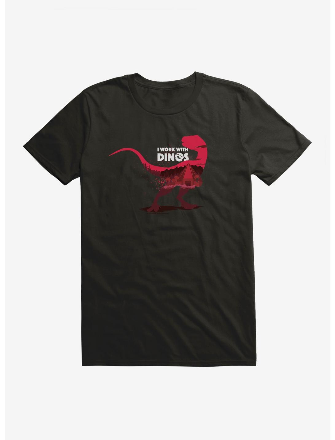 Jurassic Park I Work With Dinos T-Shirt, BLACK, hi-res