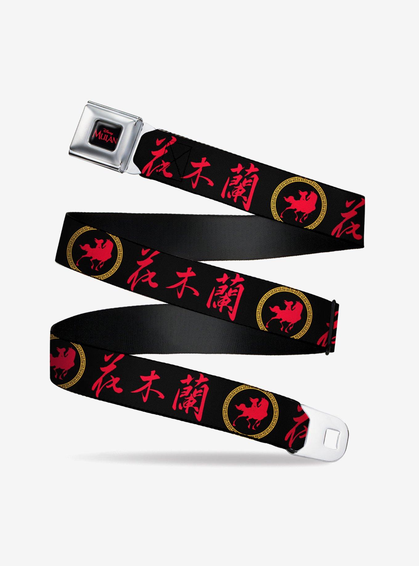 Disney Mulan Black And red Seatbelt Belt | Hot Topic