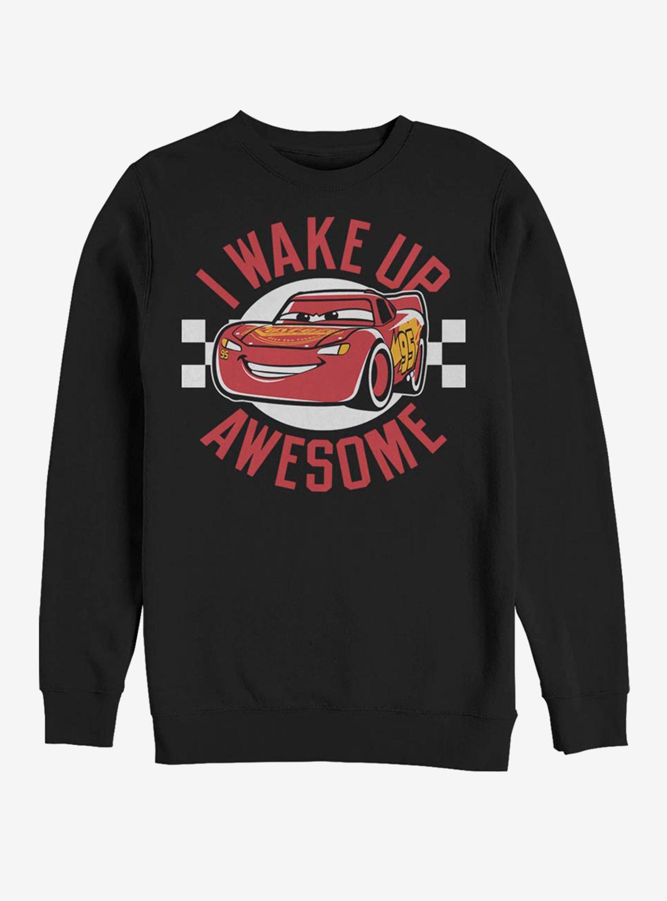 Disney Pixar Cars Wake Up Awesome Crew Sweatshirt, BLACK, hi-res