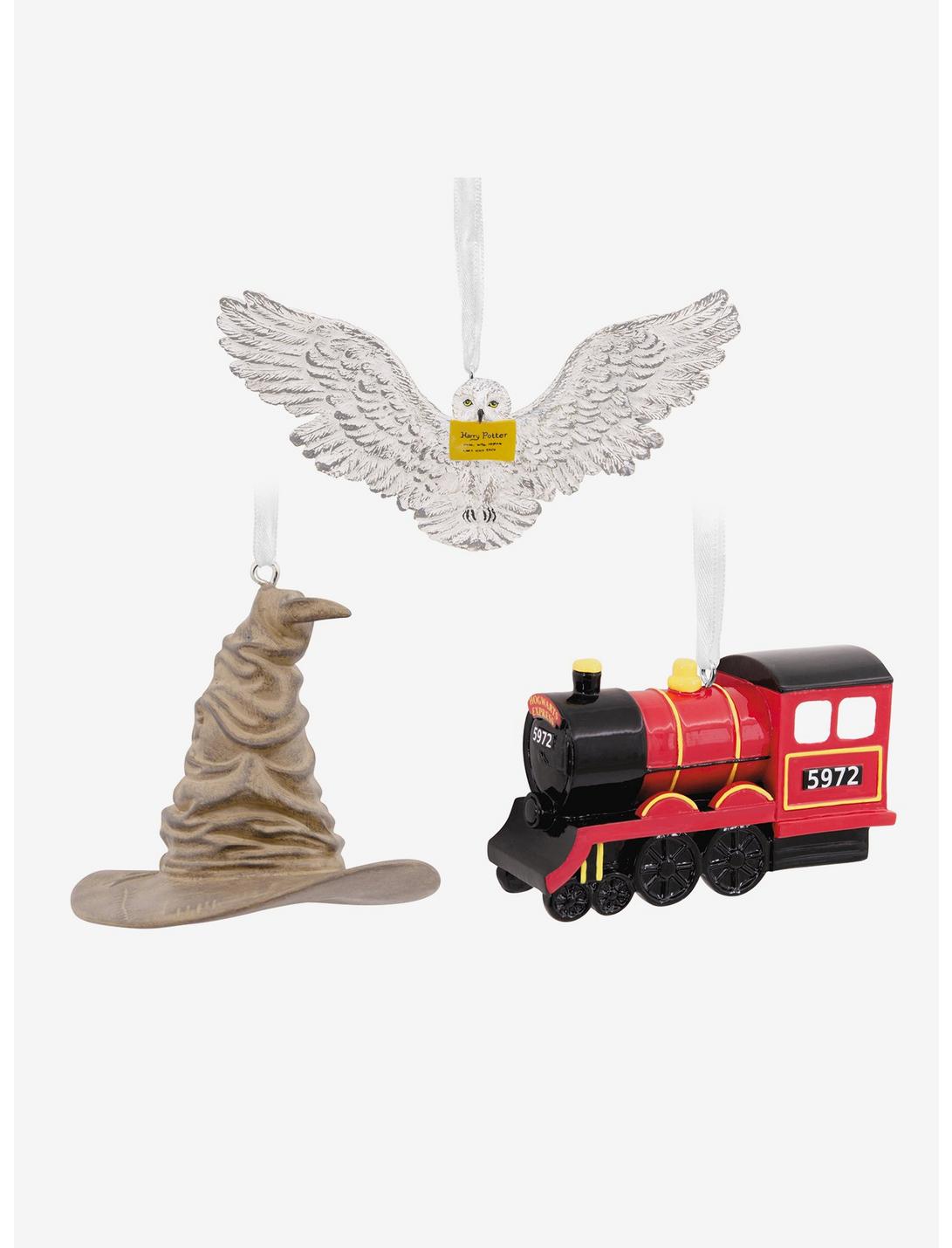 Harry Potter Hedwig Sorting Hat Hogwarts Express Ornament Set, , hi-res