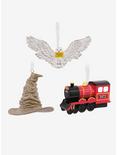 Harry Potter Hedwig Sorting Hat Hogwarts Express Ornament Set, , hi-res