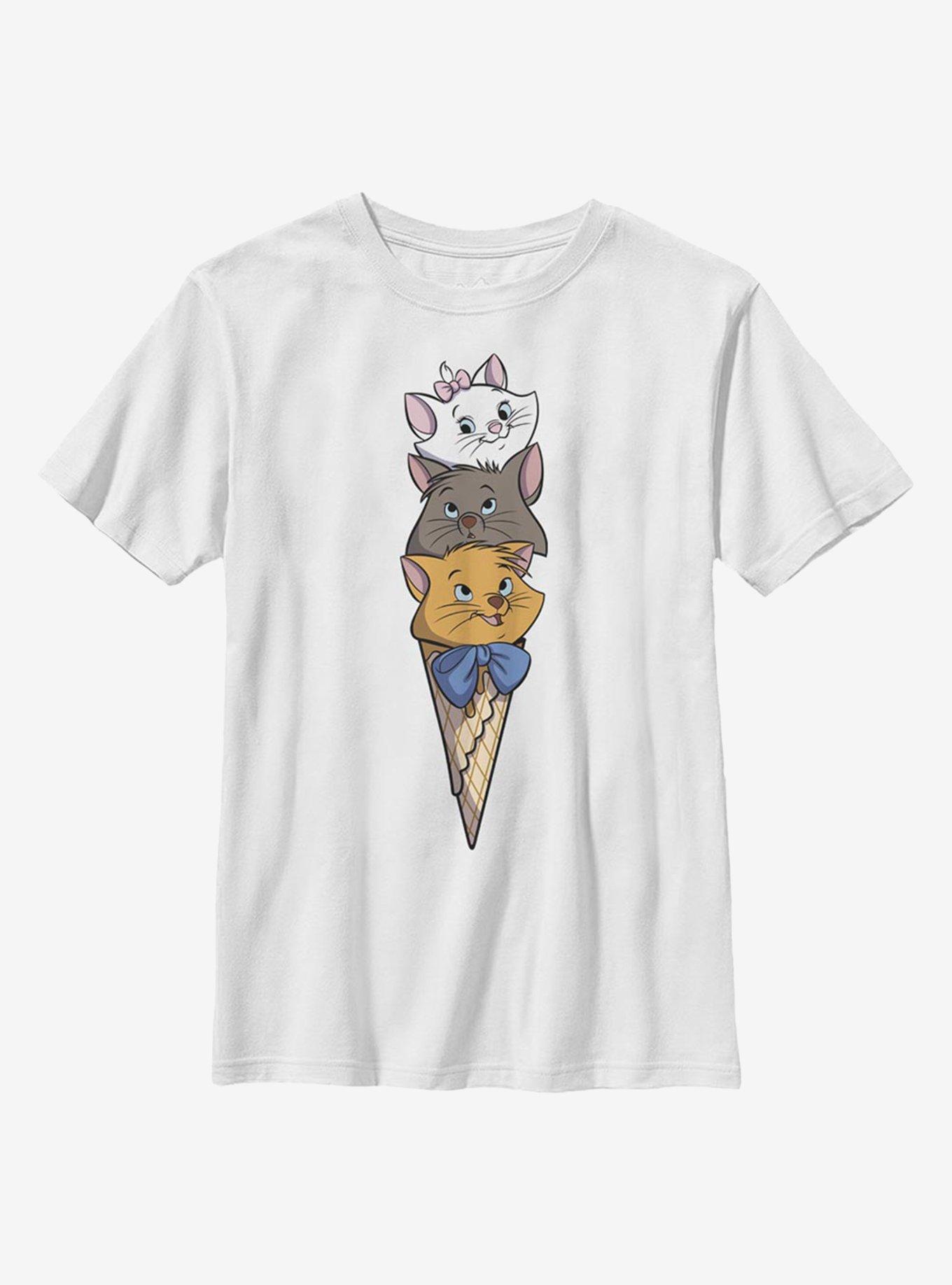 Disney Aristocats Kitten Ice Cream Stack Youth T-Shirt, WHITE, hi-res