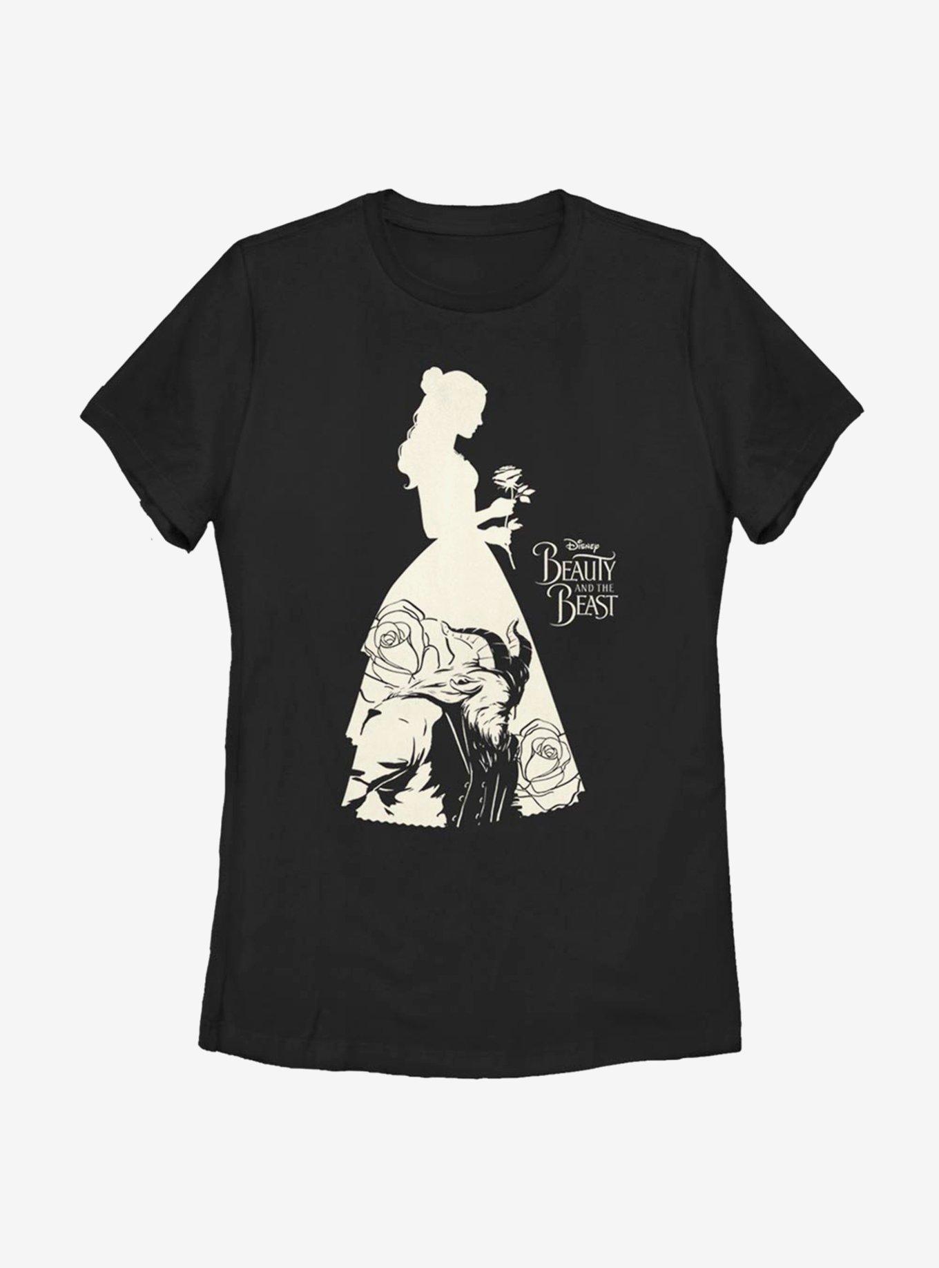 Disney Beauty And The Beast Beast Belle Silhouette Womens T-Shirt