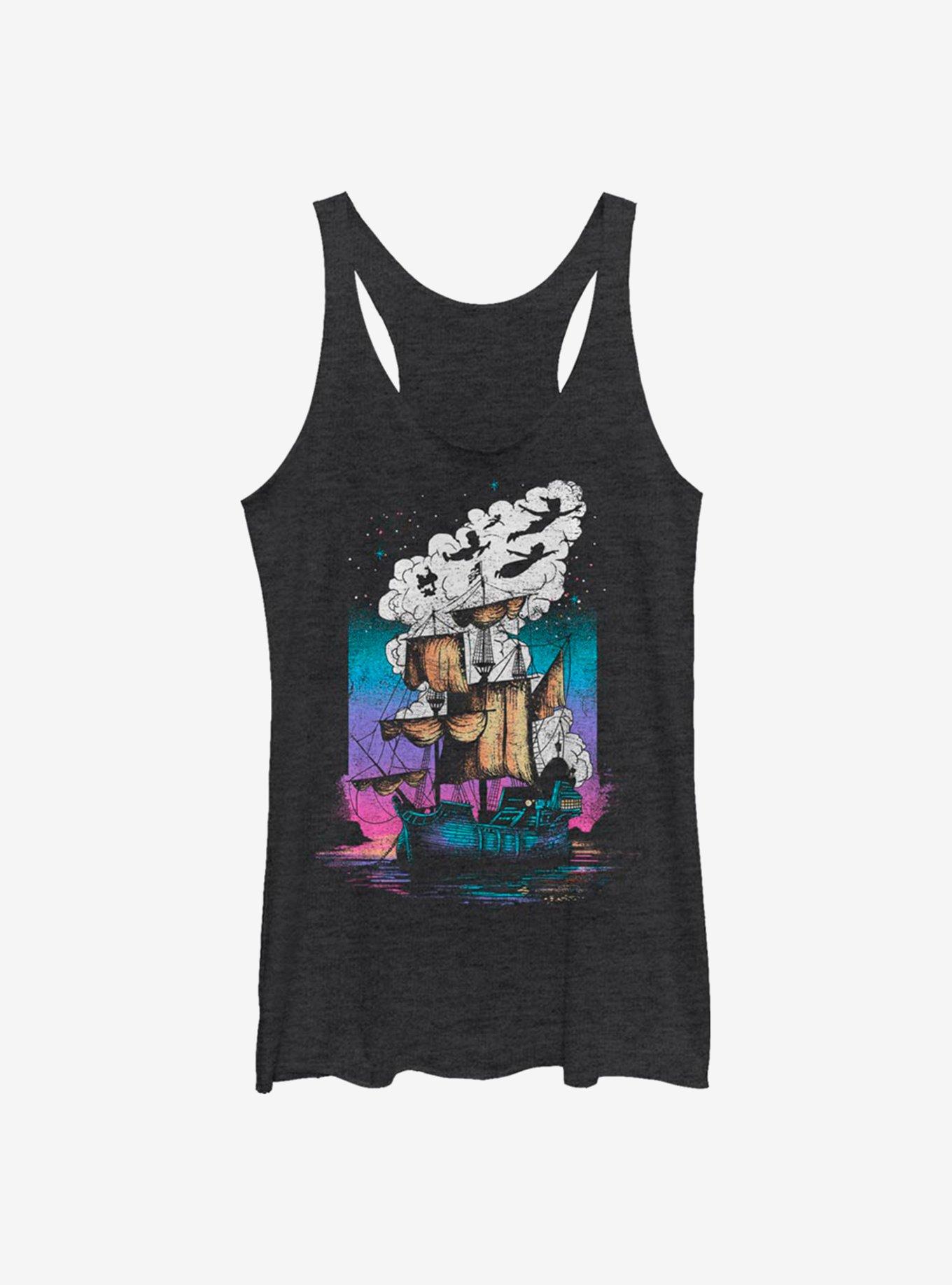 Disney Peter Pan Pirate Ship Womens Tank Top, BLK HTR, hi-res