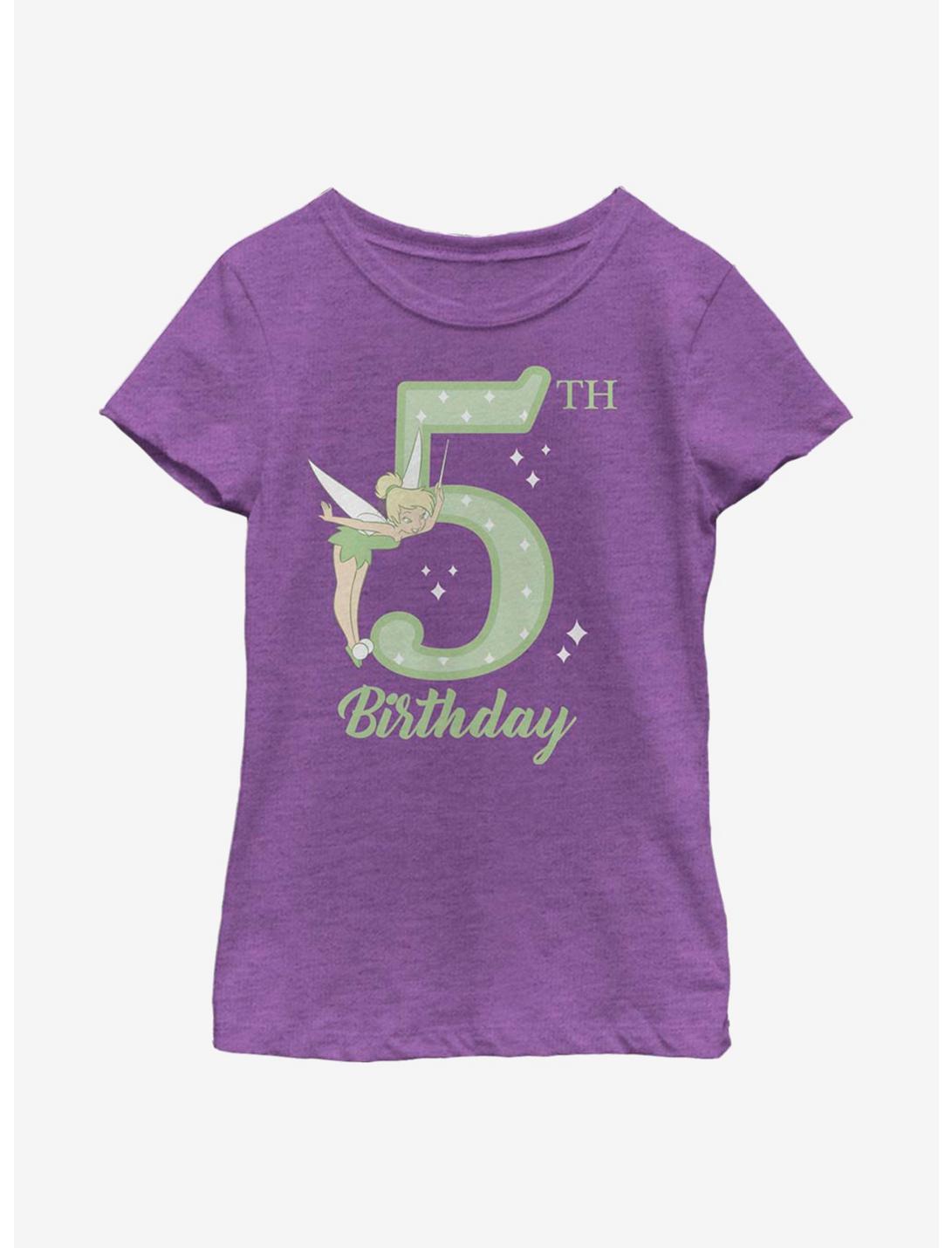 Disney Peter Pan Tinker Bell Fifth Birthday Youth Girls T-Shirt, PURPLE BERRY, hi-res