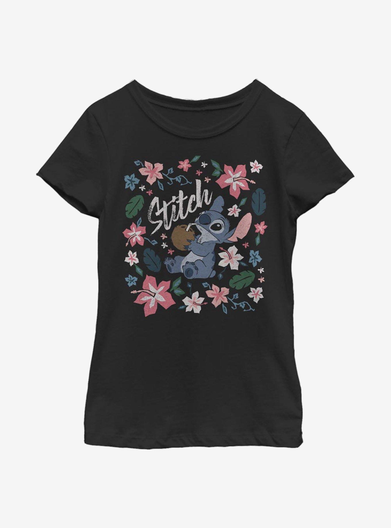 Disney Lilo And Stitch Tropical Stitch Youth Girls T-Shirt, BLACK, hi-res