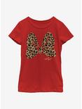 Disney Minnie Mouse Animal Print Bow Youth Girls T-Shirt, RED, hi-res
