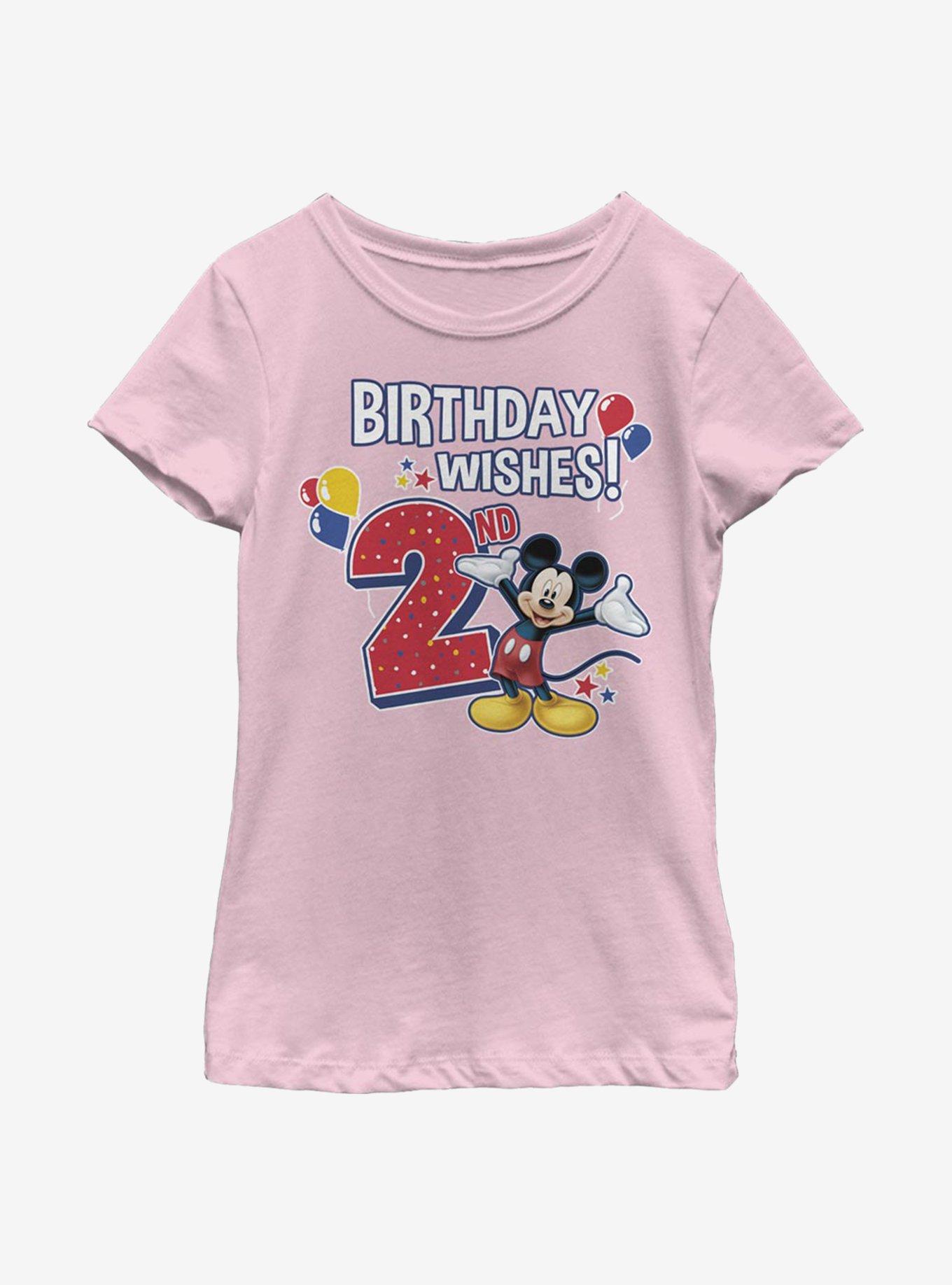 Disney Mickey Mouse Mickey Birthday Youth Girls T-Shirt PINK
