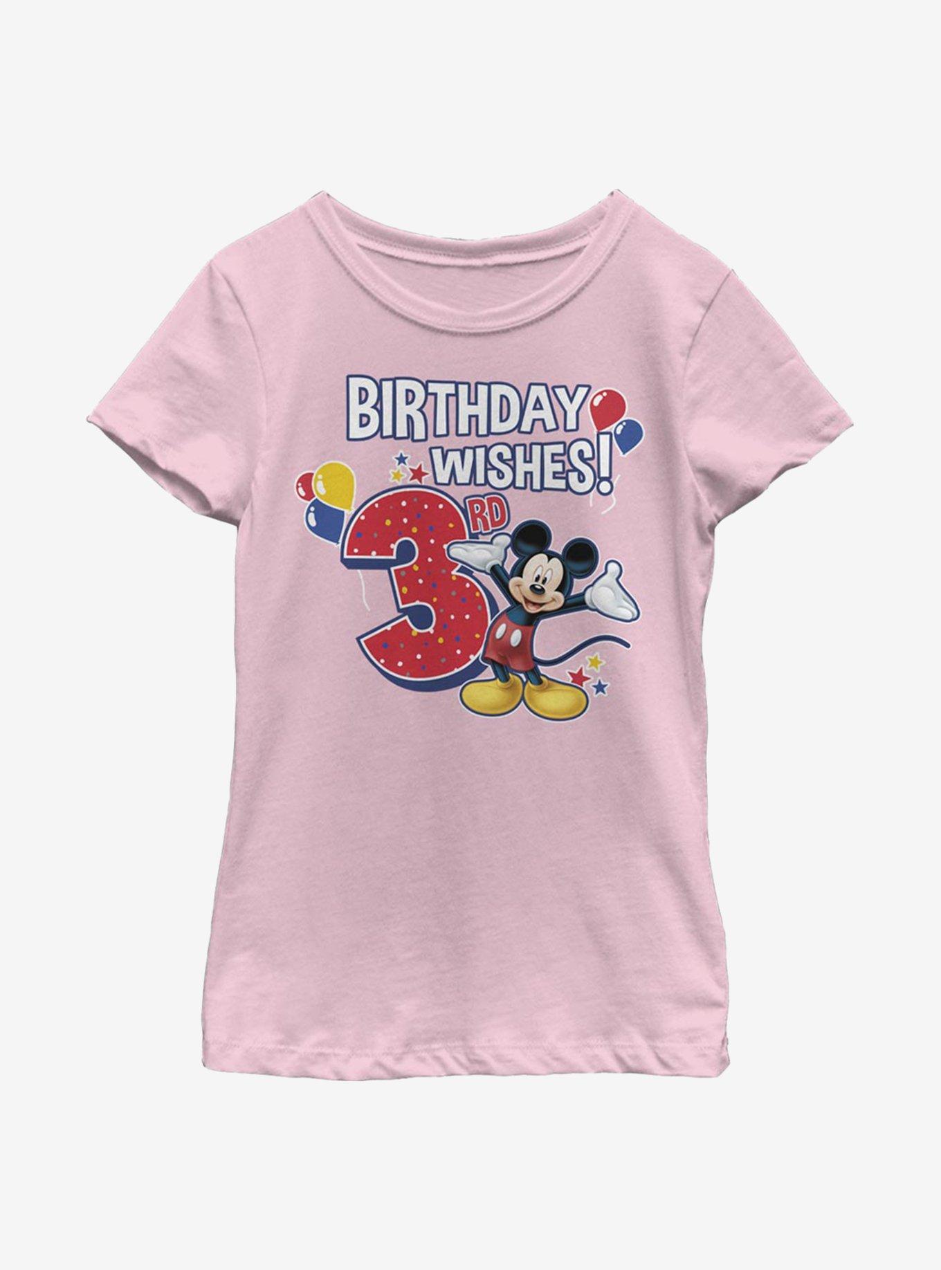 Disney Mickey Mouse Mickey Birthday Youth Girls T-Shirt PINK
