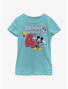Disney Mickey Mouse Mickey Birthday 4 Youth Girls T-Shirt, , hi-res