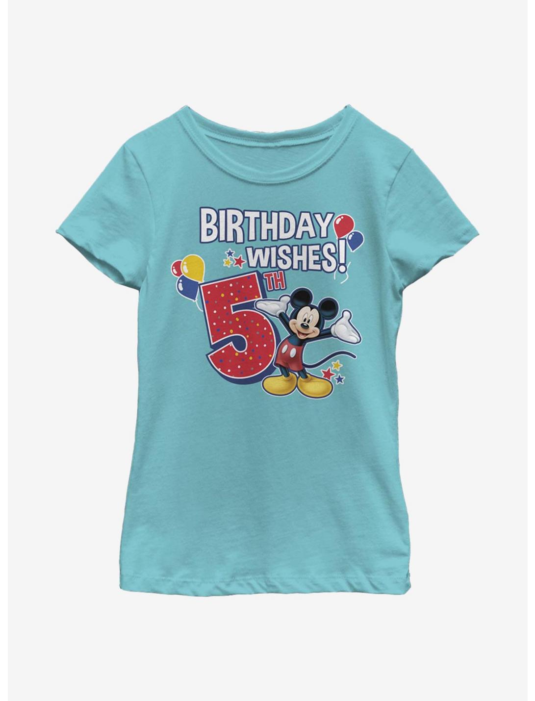 Disney Mickey Mouse Mickey Birthday 5 Youth Girls T-Shirt, TAHI BLUE, hi-res