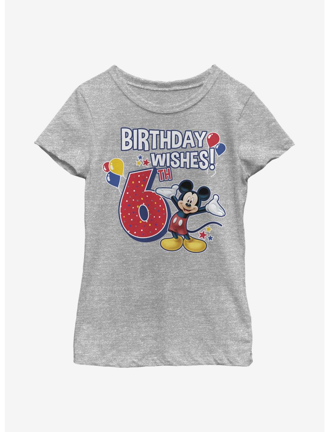 Disney Mickey Mouse Mickey Birthday 6 Youth Girls T-Shirt, ATH HTR, hi-res